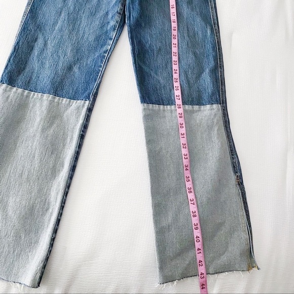 NWT Two Toned Wide Leg Parted Ankle Jeans - Picture 7 of 15